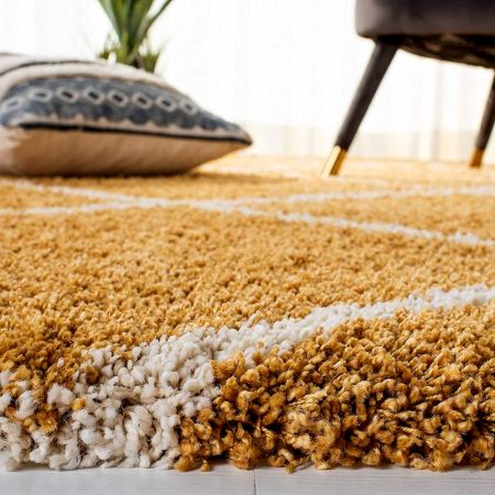 Modern Gold Shaggy Living Rug